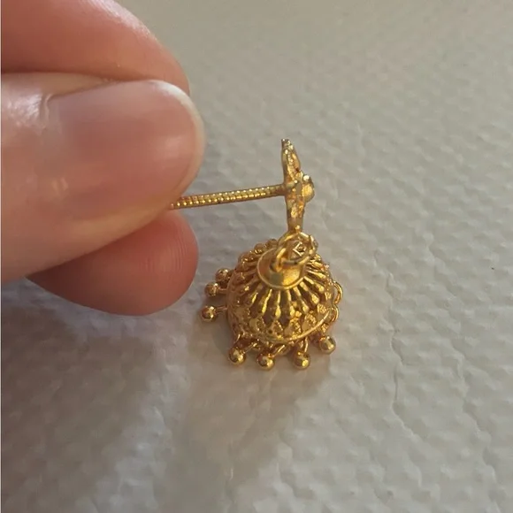 Gold Micro Jhumkas - Picture 2 of 3
